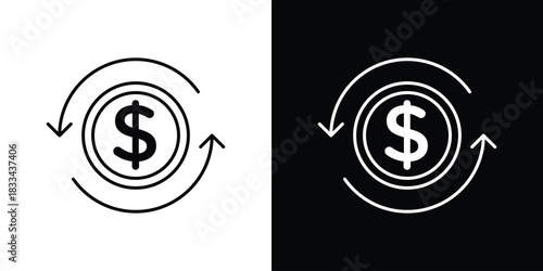 Refund icons isolated outline vector icon with editable stroke