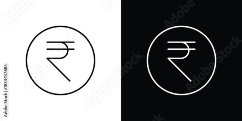 Rupee icons isolated outline vector icon with editable stroke