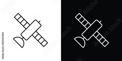 Satellite icons isolated outline vector icon with editable stroke