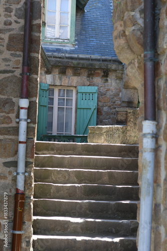 Stairs in the old town. Vertical photography