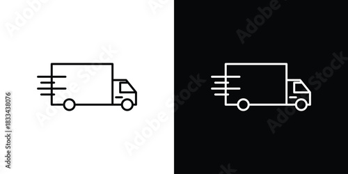 Shipping truck icons isolated outline vector icon with editable stroke