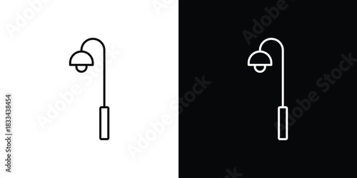 Street lamp icons isolated outline vector icon with editable stroke