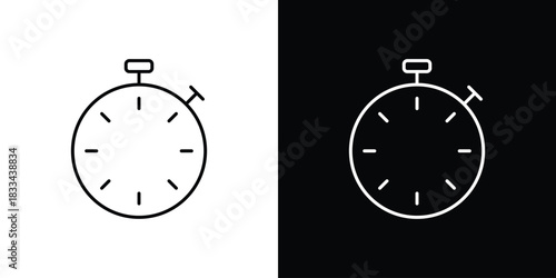 Timer icons isolated outline vector icon with editable stroke