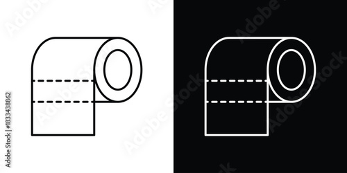 Toilet paper roll icons isolated outline vector icon with editable stroke