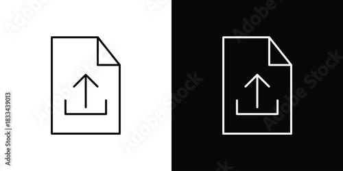Upload file icons isolated outline vector icon with editable stroke