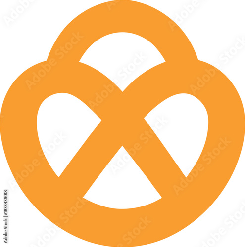 Simplified Orange Pretzel Icon with Smooth Curved Loops for Bakery Branding