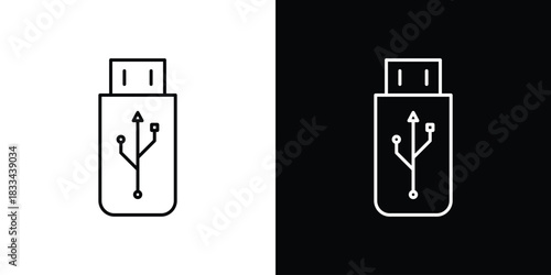 USB icons isolated outline vector icon with editable stroke