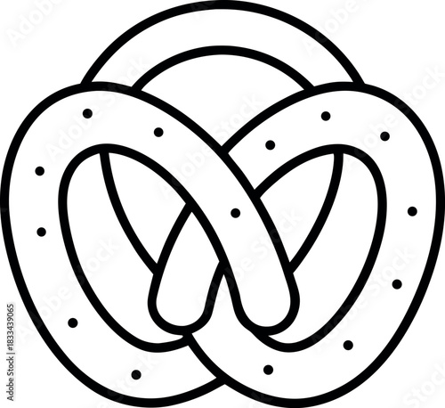 Traditional Hand-Drawn Pretzel with Salt Granules Illustration