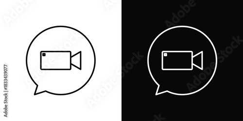 Video chat icons isolated outline vector icon with editable stroke
