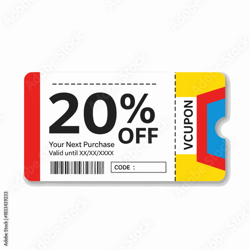 vector illustration of a credit card, admit one ticket 20% off