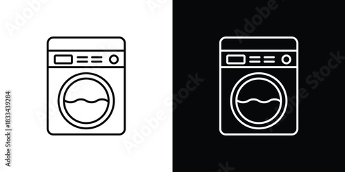 Washing machine icons isolated outline vector icon with editable stroke