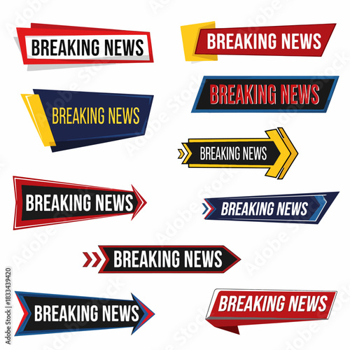 TV header mock up. Television news. Elegant and fancy lower third design. Breaking news template with text. Isolated object media mockup box. Vector tv news banner interface , news label strip or icon