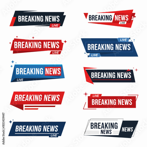 Set of Broadcast News Lower Thirds Banner for Television, Video and Media Channel