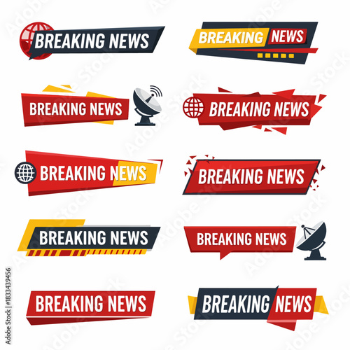 Set of Broadcast News Lower Thirds Banner for Television, Video and Media Channel