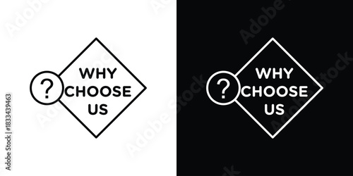 Why us icons isolated outline vector icon with editable stroke