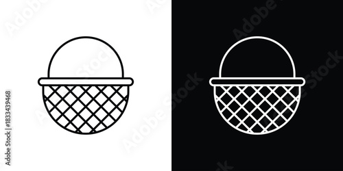 Wicker basket icons isolated outline vector icon with editable stroke