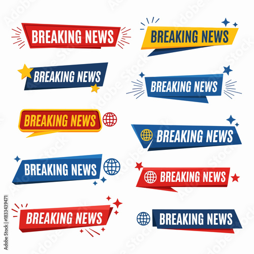 Set of Broadcast News Lower Thirds Banner for Television, Video and Media Channel