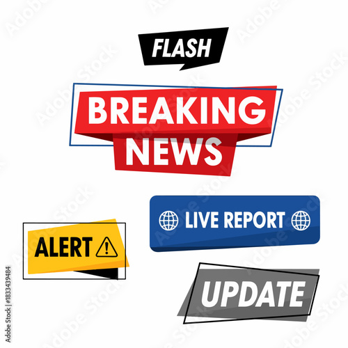 Tv news bars, breaking news broadcasting third part banners. Templates for video editing and text