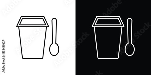 Yogurt container icons isolated outline vector icon with editable stroke