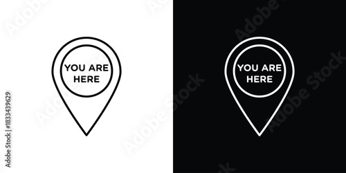 You are here icons isolated outline vector icon with editable stroke