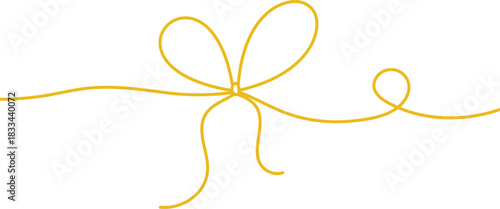Gold line art Christmas bow vector icon; Minimalist ribbon decoration design