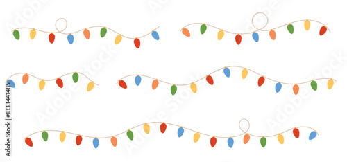 Christmas Lights, Christmas Lights Set, Holiday Lights, Glowing Christmas Lights, Stringed Lights, Festive Decoration, Christmas Decor, Colorful Decoration, Merry Christmas Vector