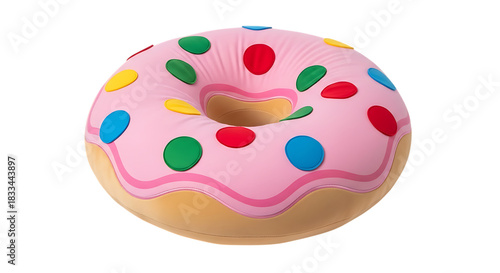 Plush donut pillow with pink frosting and colorful sprinkles