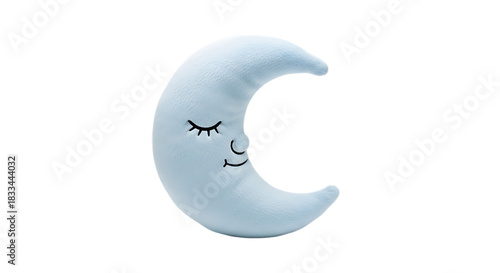 Soft c crescent moon plush toy with closed eyes