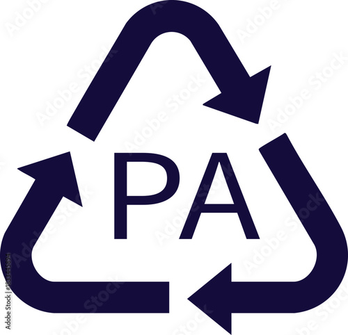 PA recycling symbol vector illustration of plastic material code isolated on white background for packaging and waste management