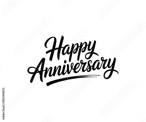 Happy anniversary calligraphy vector design, Hand lettered brush script download
