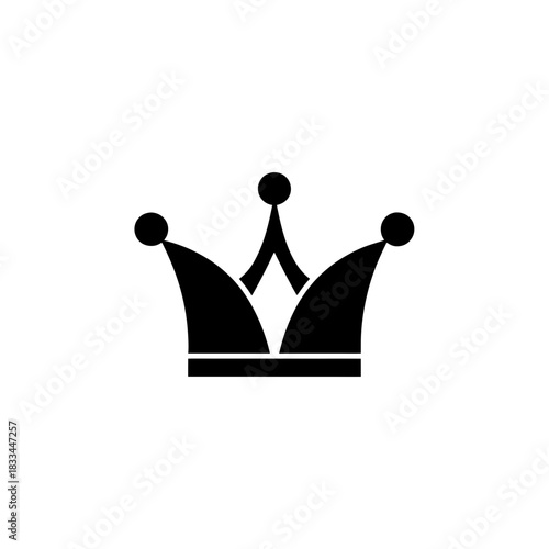 Black crown with three points design on transparent background silhouette