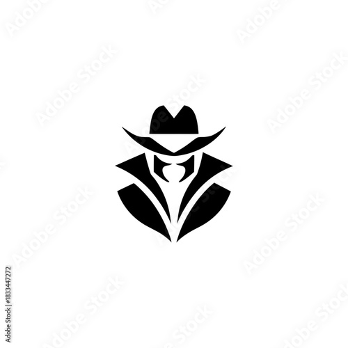 Silhouette of a person wearing a hat on transparent background