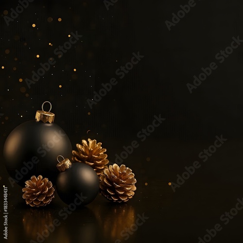 Black and gold Christmas background, perfect for posters, cards and holiday designs
