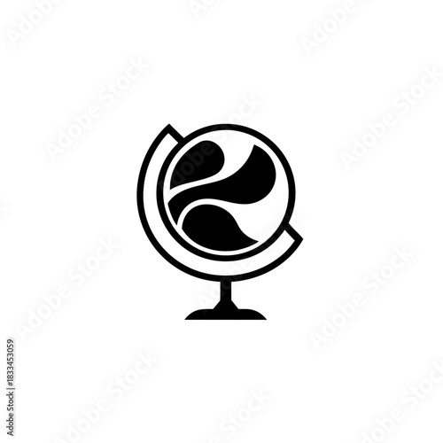 Globe with abstract design inside it on transparent background silhouette