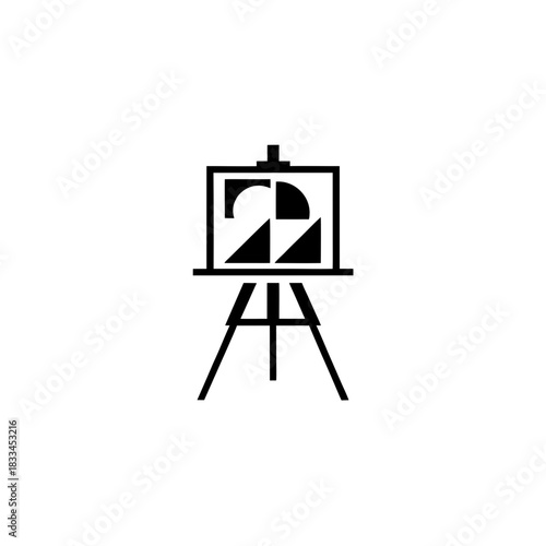 Easel holding geometric artwork logo on transparent background silhouette