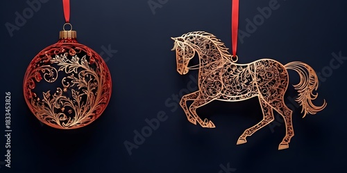 Red, gold and copper Christmas background, ideal for posters and holiday cards