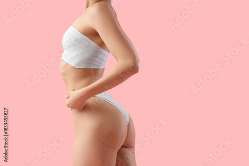 Young woman in underwear on...
