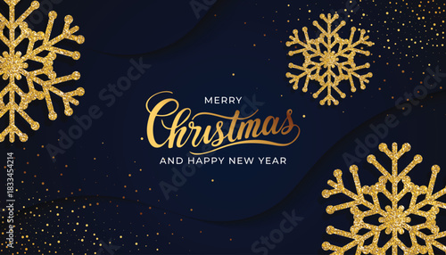Elegant merry Christmas and happy New Year poster background Design