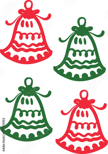 Christmas Ornament Line Art Sketch, Minimal Hand Drawn Holiday Decoration, New Year Bauble Illustration	