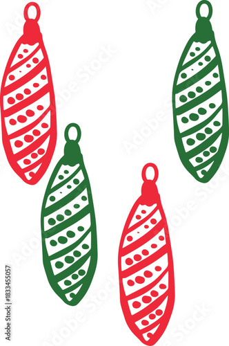 Christmas Ornament Line Art Sketch, Minimal Hand Drawn Holiday Decoration, New Year Bauble Illustration	