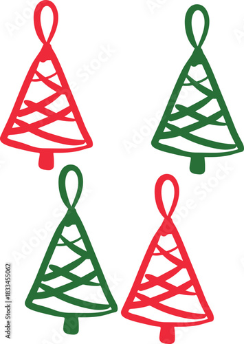 Christmas Ornament Line Art Sketch, Minimal Hand Drawn Holiday Decoration, New Year Bauble Illustration	