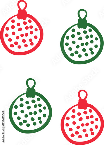 Christmas Ornament Line Art Sketch, Minimal Hand Drawn Holiday Decoration, New Year Bauble Illustration	