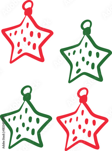 Christmas Ornament Line Art Sketch, Minimal Hand Drawn Holiday Decoration, New Year Bauble Illustration	