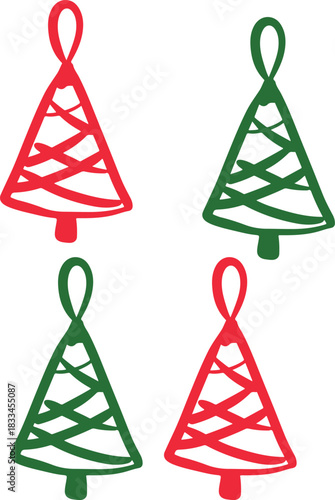 Christmas Ornament Line Art Sketch, Minimal Hand Drawn Holiday Decoration, New Year Bauble Illustration	