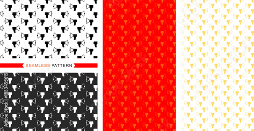Megaphone patterns, seamless patterns, seamless backgrounds, vector illustrations, and easily changeable colors.