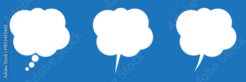 White Speech and Thought Bubble Symbol for Chat and Communication