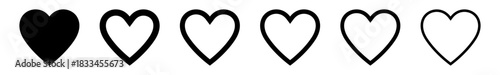 Heart icon, black and line heart icon, love icon.