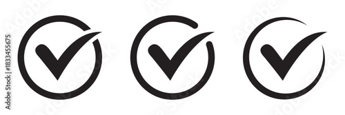 Check mark tick approval icons set
