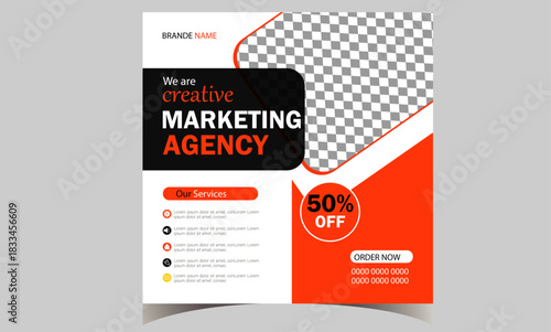 Creative vector social media post design template for company. Illustration minimal individual layout with gray stripes AIEPS and JPEG category. Simple and clean design.