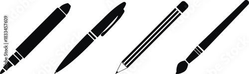 Pen Icon set  Editable Stroke and Pixel Perfect. classic hand writing tool for calligraphy